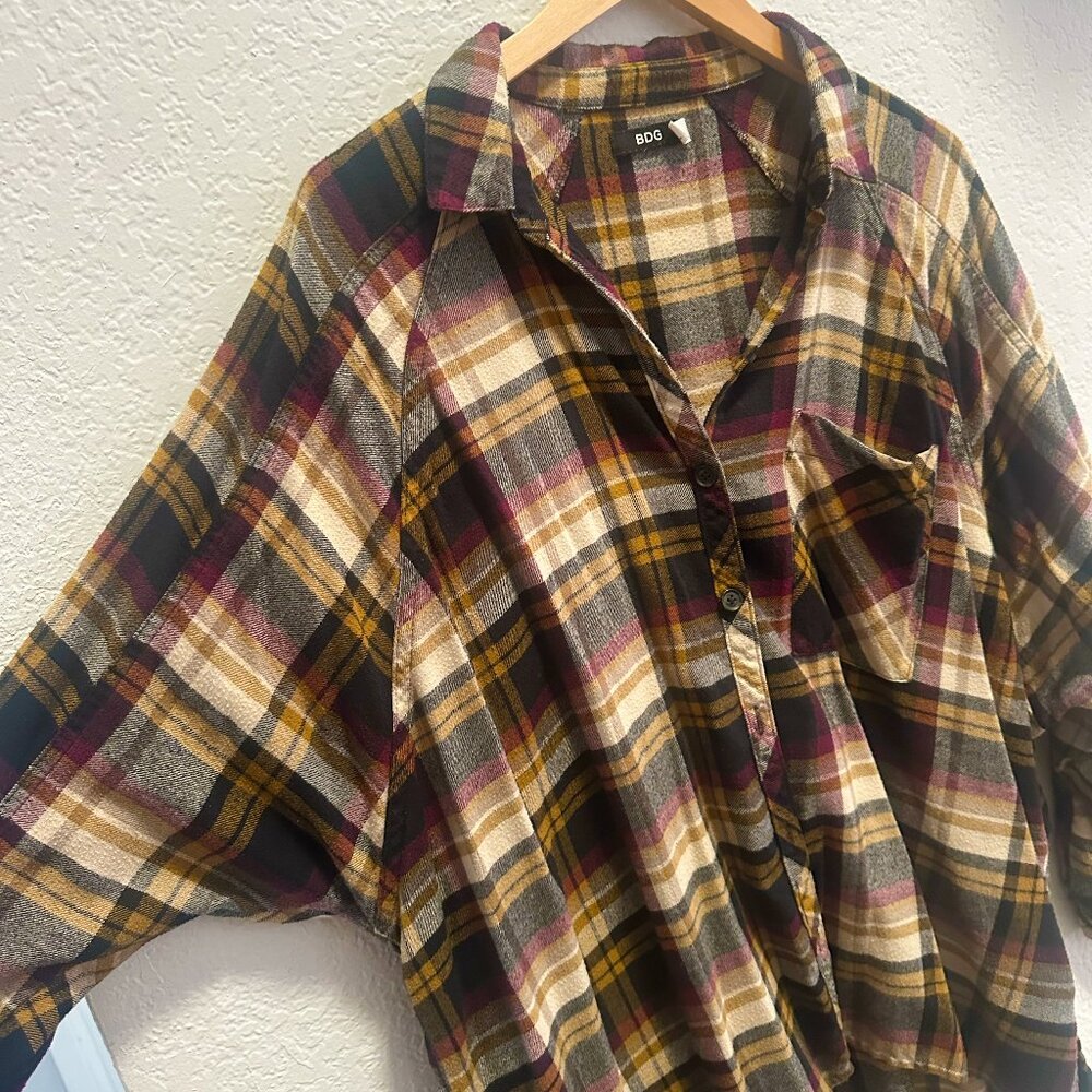 BDG Flannel Golden Brown Maroon Mutli